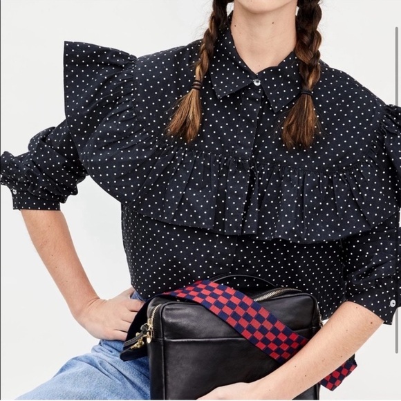 Clare V. Charlotte Polka-Dot Button Down Blouse Size S - Picture 4 of 8